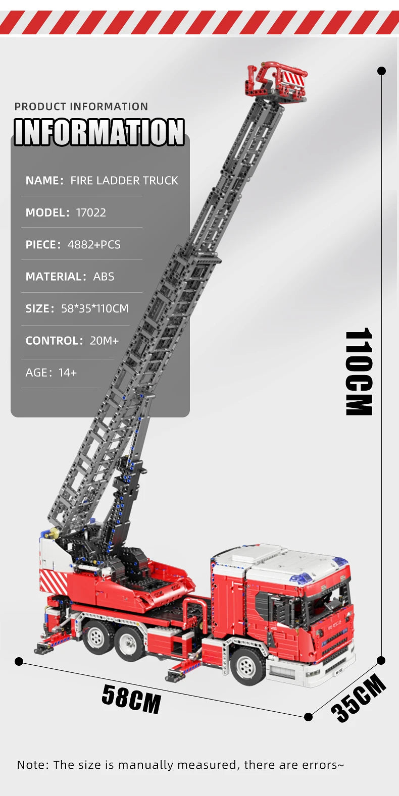 Fire Truck RC Building Blocks with Turntable Ladder