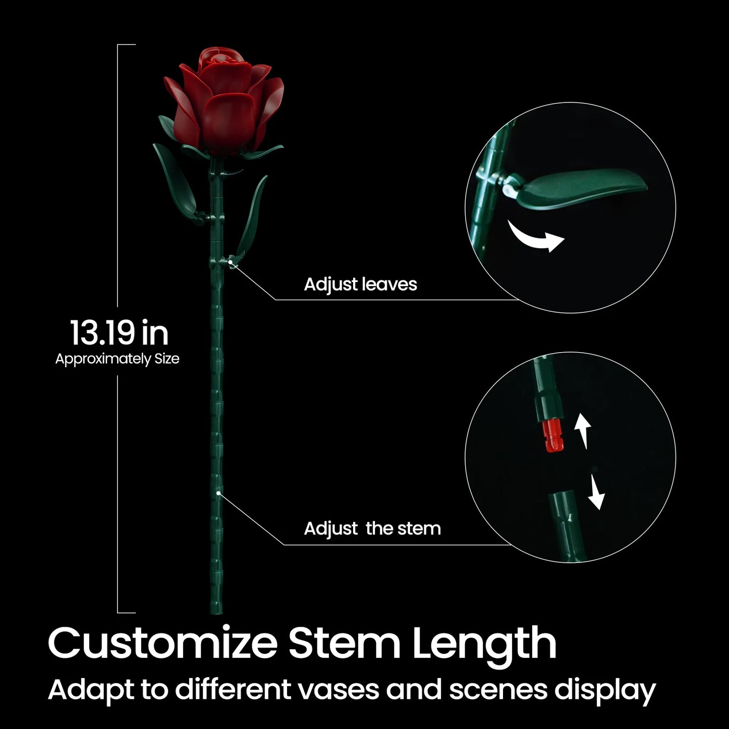 Burgundy Red Roses Building Set Block Bouquet Flowers