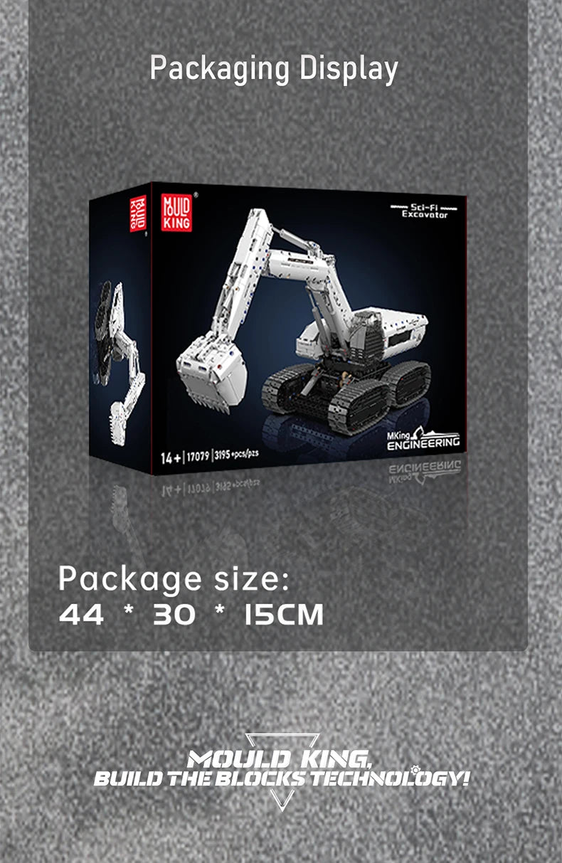 Mould King 17079 Technical Car Toys The RC Sci-Fi Excavator Building Block Enginerring Truck Brick Set Kids Christmas Gift