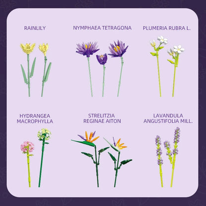 Romantic Violet Flower Bouquet Building Blocks