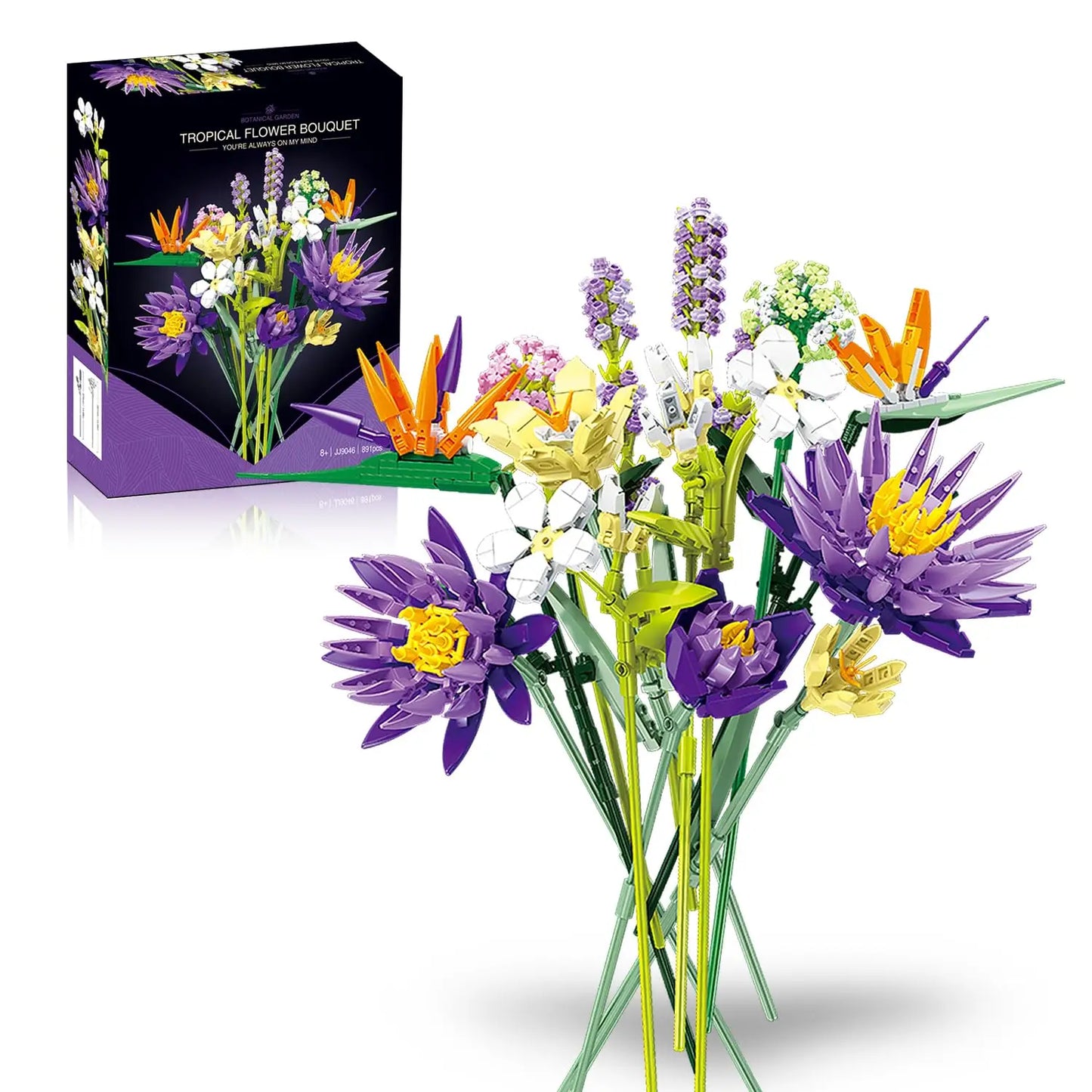 Romantic Violet Flower Bouquet Building Blocks