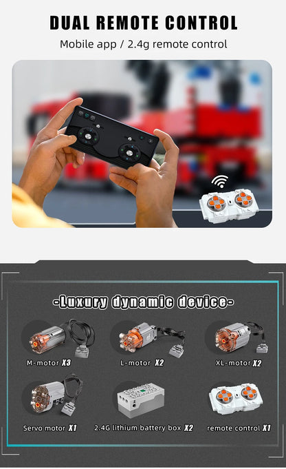 Technical Fire Engine Truck RC Building Blocks