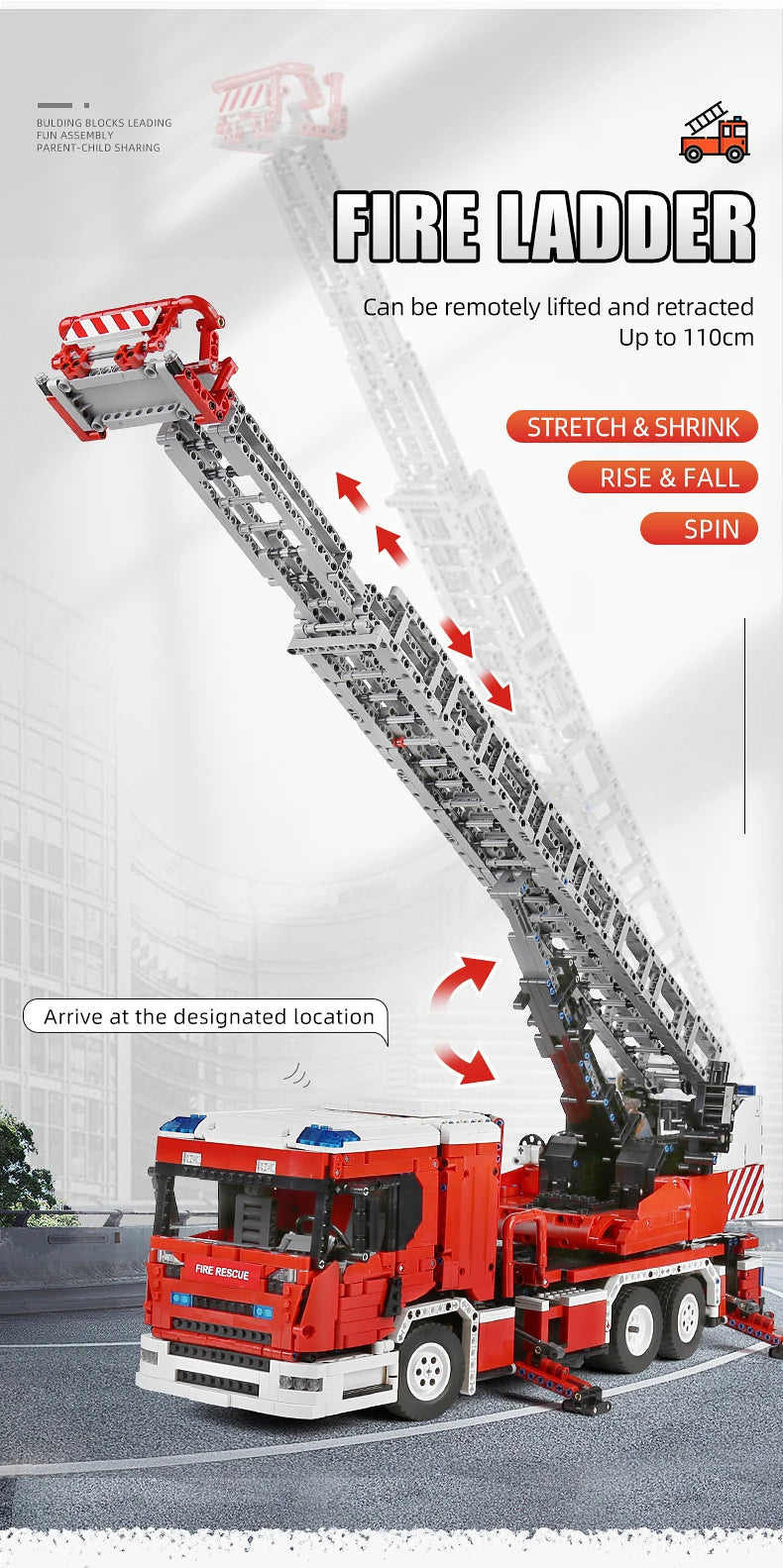 Technical Fire Engine Truck RC Building Blocks