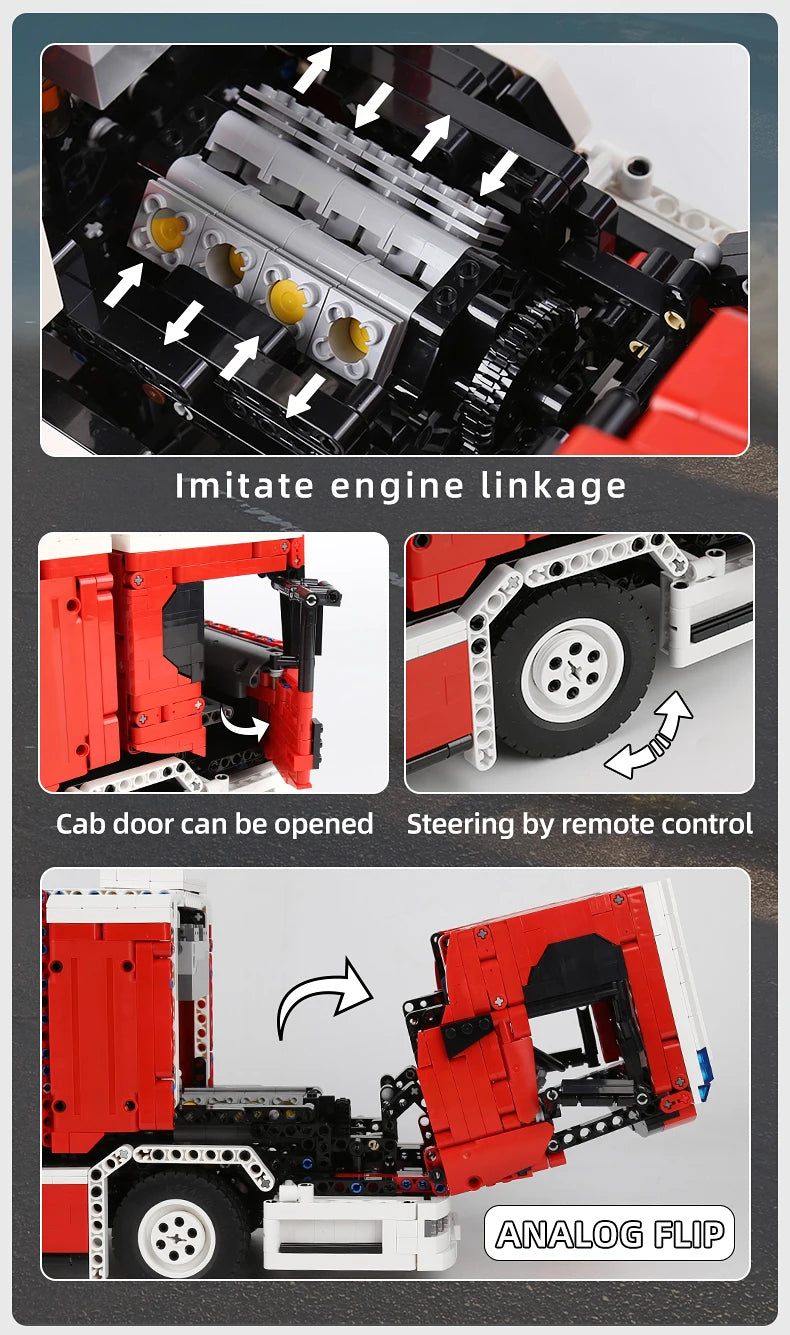 Fire Truck RC Building Blocks with Turntable Ladder