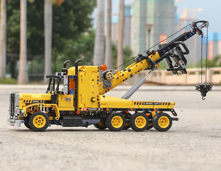 Tow Truck Building Blocks City Engeneering Trailer Crane Car