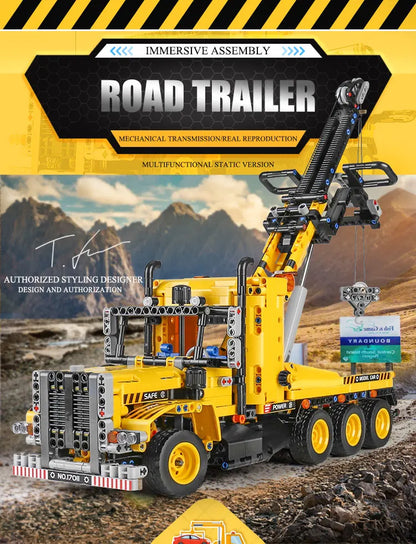 Tow Truck Building Blocks City Engeneering Trailer Crane Car