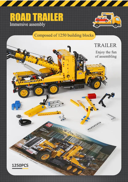 Tow Truck Building Blocks City Engeneering Trailer Crane Car