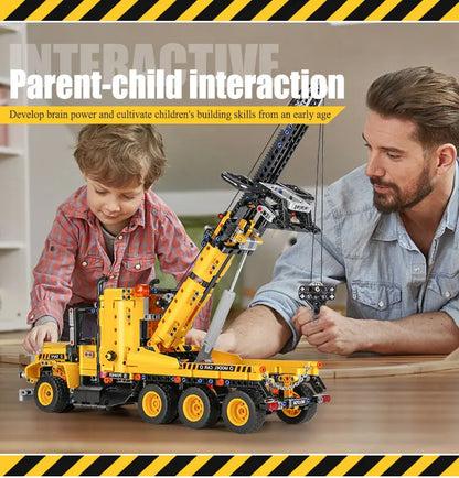 Tow Truck Building Blocks City Engeneering Trailer Crane Car