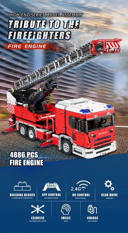 Technical Fire Engine Truck RC Building Blocks