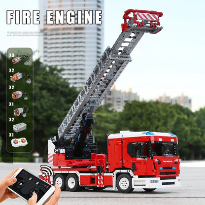 Technical Fire Engine Truck RC Building Blocks