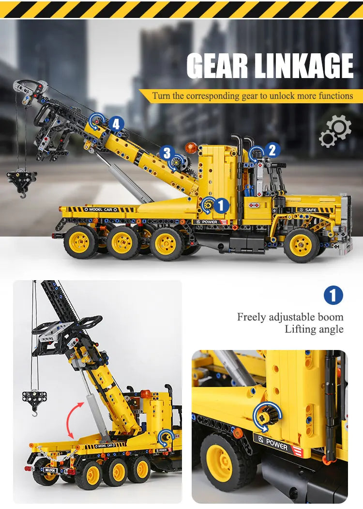 Tow Truck Building Blocks City Engeneering Trailer Crane Car