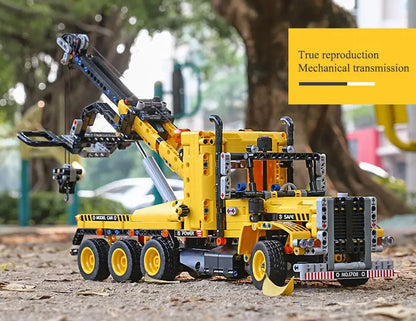 Tow Truck Building Blocks City Engeneering Trailer Crane Car