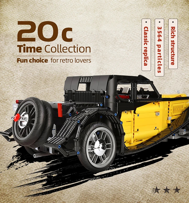 Technical 1:8 Vintage Car T50 Building Blocks