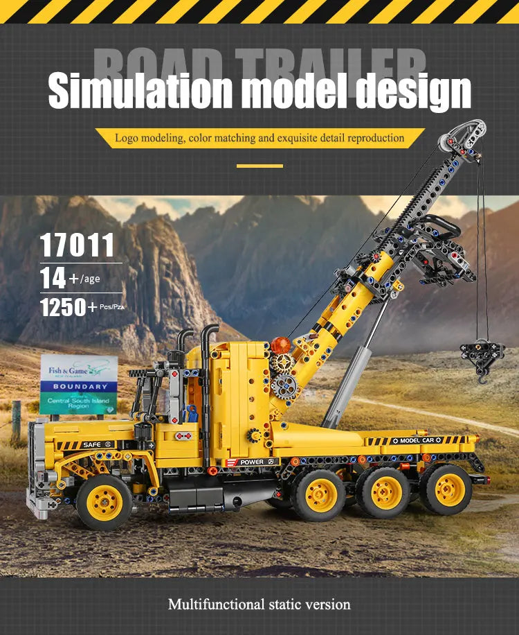 Tow Truck Building Blocks City Engeneering Trailer Crane Car