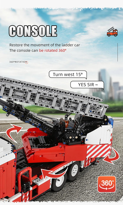 Fire Truck RC Building Blocks with Turntable Ladder
