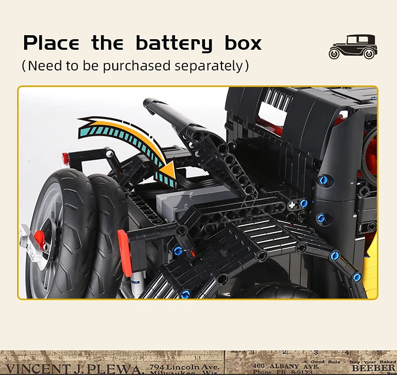 Technical 1:8 Vintage Car T50 Building Blocks