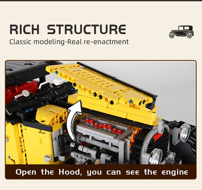 Technical 1:8 Vintage Car T50 Building Blocks