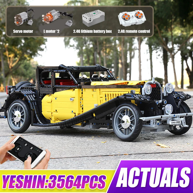 Technical 1:8 Vintage Car T50 Building Blocks