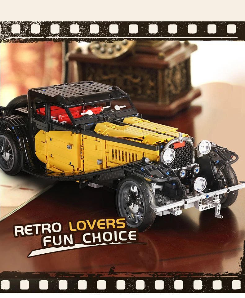 Technical 1:8 Vintage Car T50 Building Blocks