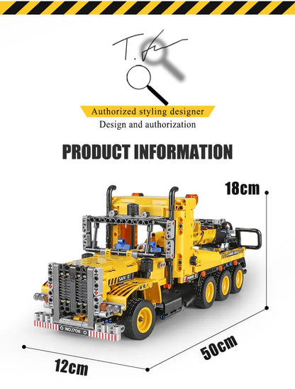 Tow Truck Building Blocks City Engeneering Trailer Crane Car