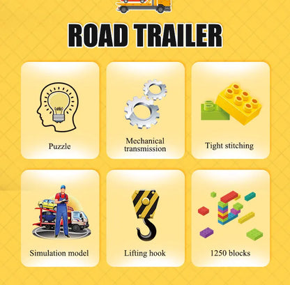 Tow Truck Building Blocks City Engeneering Trailer Crane Car