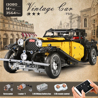 Technical 1:8 Vintage Car T50 Building Blocks