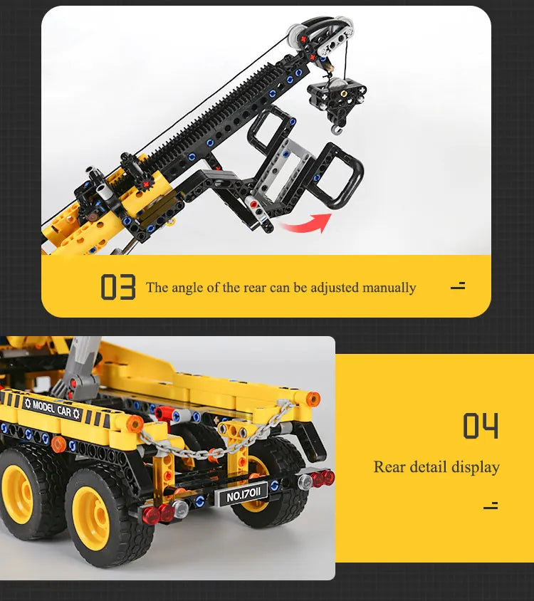 Tow Truck Building Blocks City Engeneering Trailer Crane Car