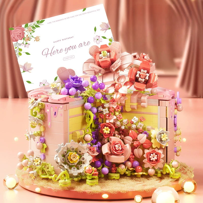 Rose Cake Flower Building Blocks