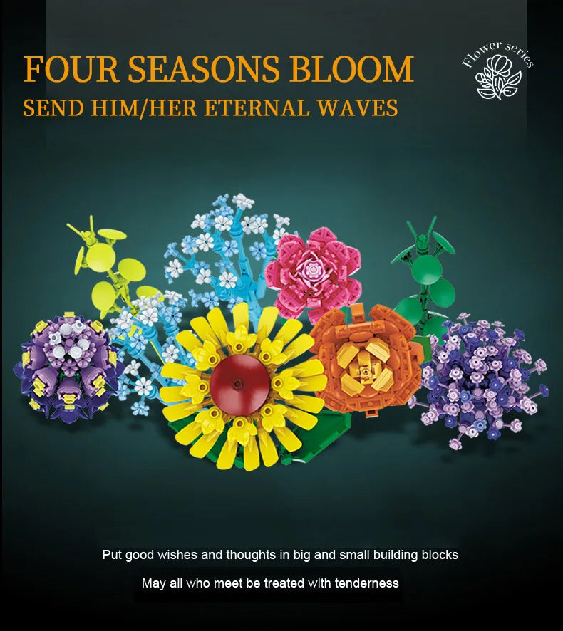 Sunflower Building Blocks Flower Bouquet Vase