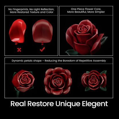 Burgundy Red Roses Building Set Block Bouquet Flowers