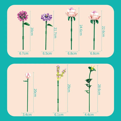 DIY Flower Building Block Rose sun flower Tulip Household Potted Plant Bouquet