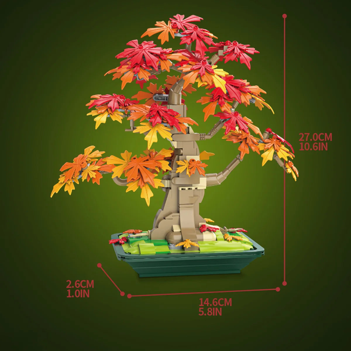 Bonsai maple tree home decoration, Building blocks tree model