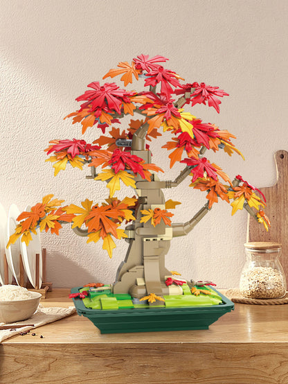 Bonsai maple tree home decoration, Building blocks tree model