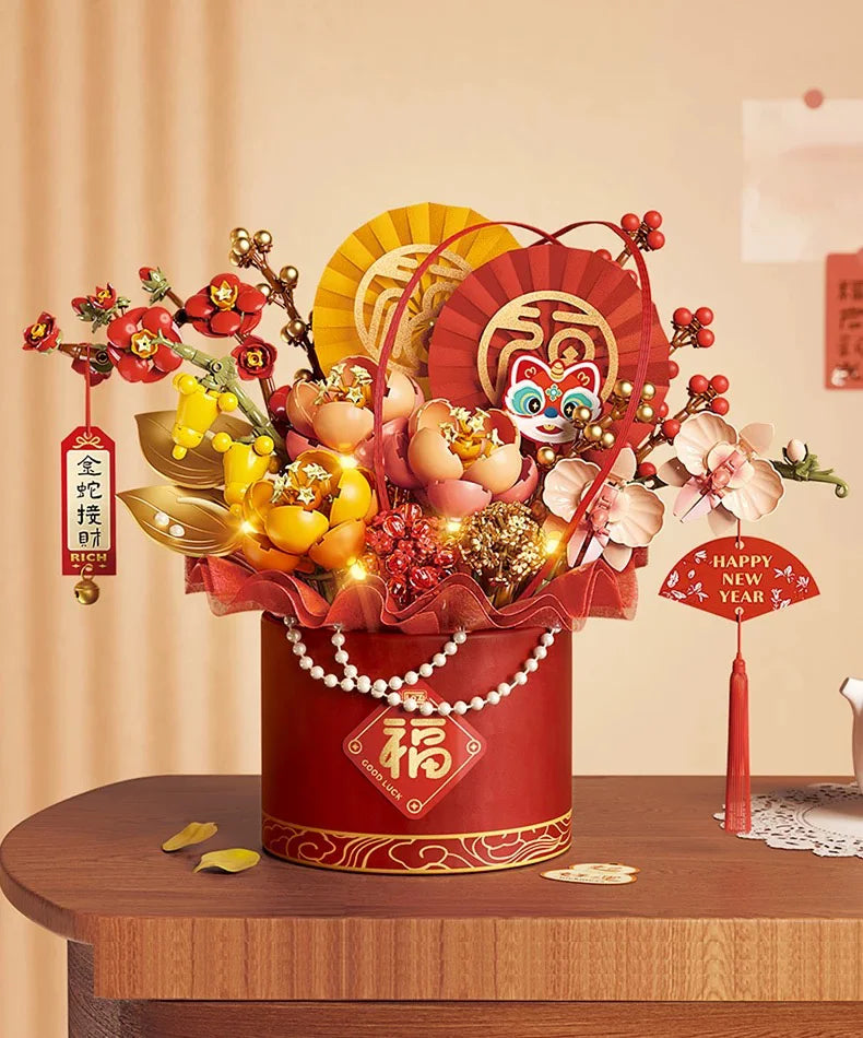 LOZ-1964 Spring Festival New Year rose building