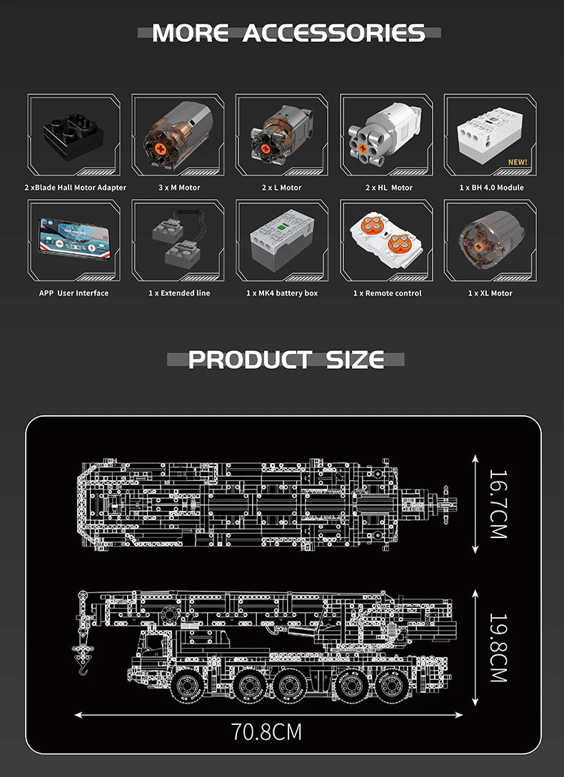 Truck Building Blocks Tech APP RC Controlled Mobile Crane