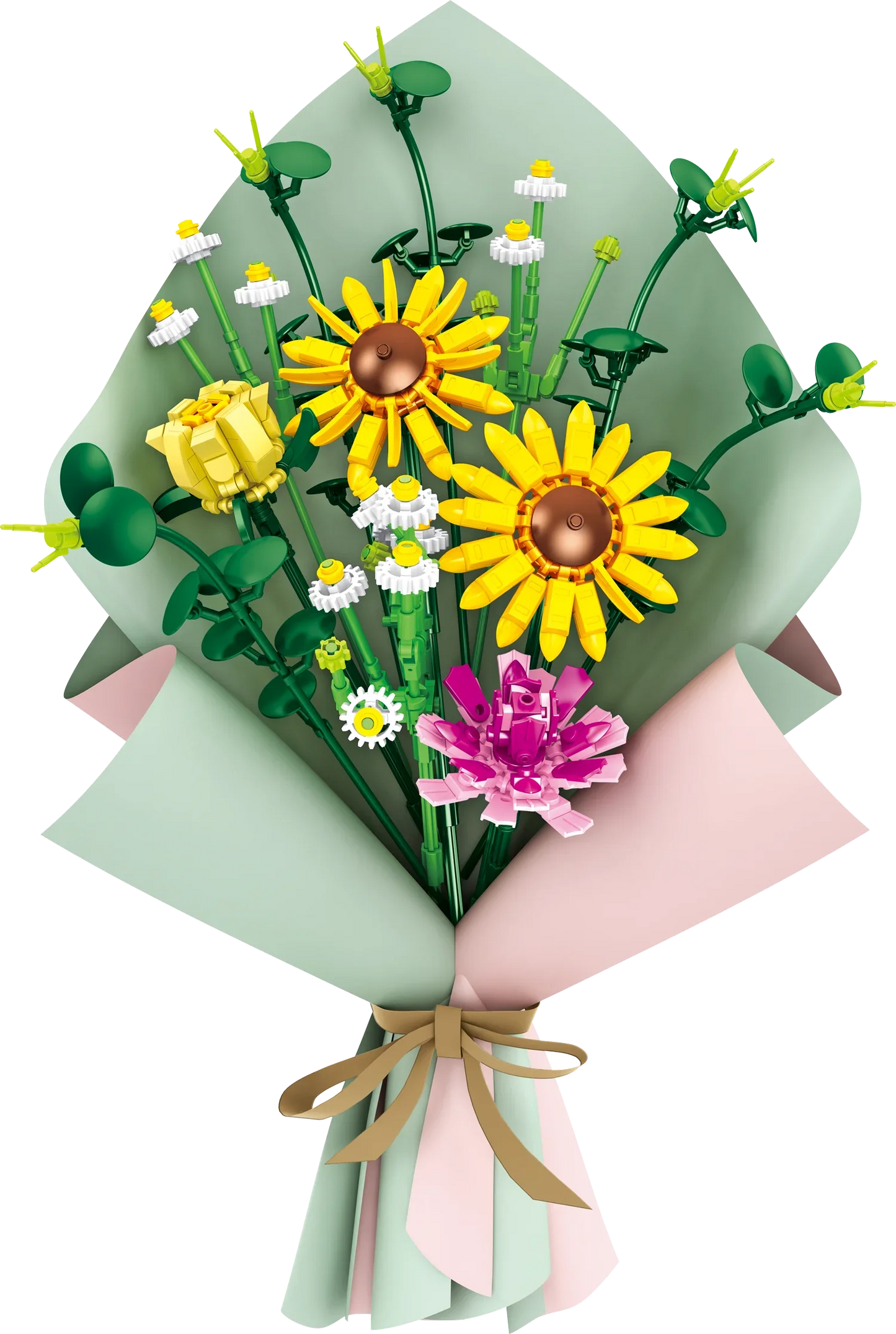 DIY Flower Building Block Rose sun flower Tulip Household Potted Plant Bouquet