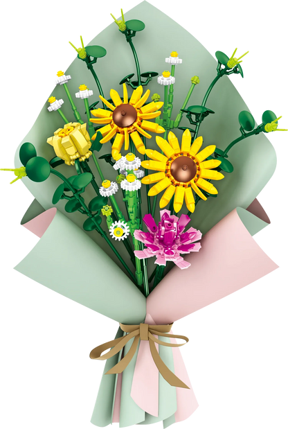 DIY Flower Building Block Rose sun flower Tulip Household Potted Plant Bouquet