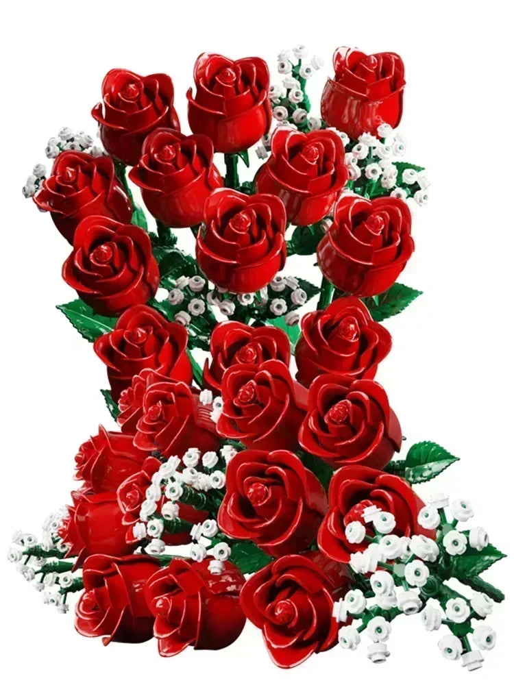 Romantic Rose Flower Bouquet Building Blocks