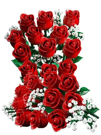 Romantic Rose Flower Bouquet Building Blocks