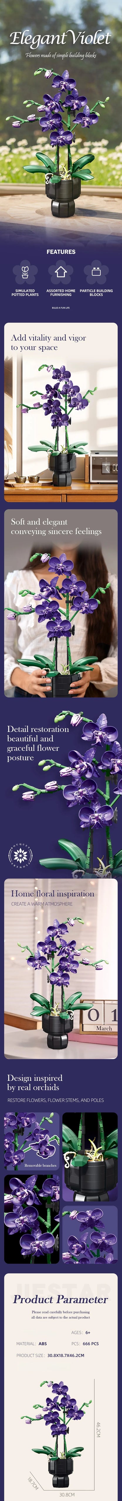 KNEW BUILT 3D Eternal Flower Phalaenopsis Building Block