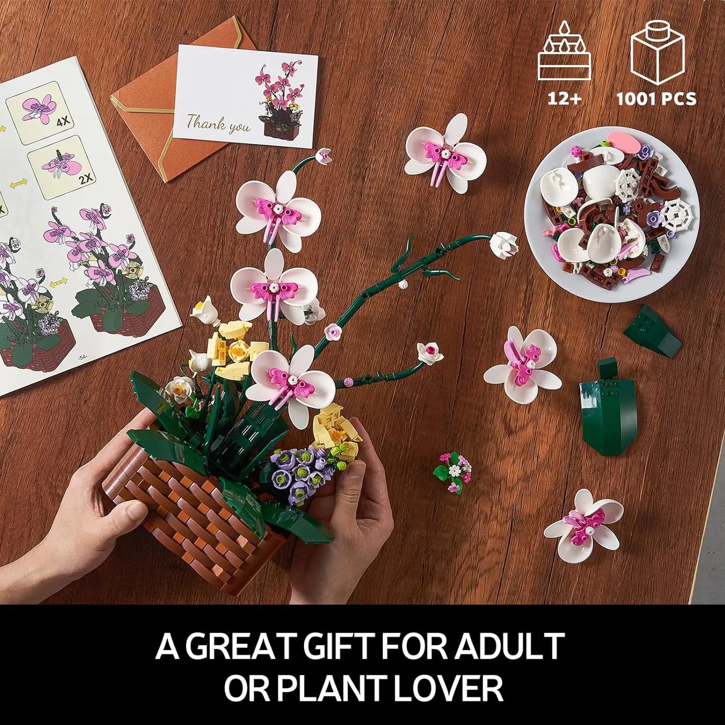 Moc Orchids Potted Building Blocks Succulents Potted Model