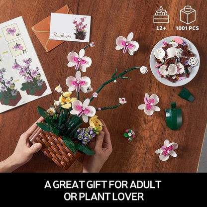 Moc Orchids Potted Building Blocks Succulents Potted Model