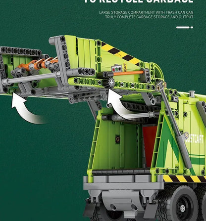 Compression Garbage Truck Electric RC Building Block Assembly Model