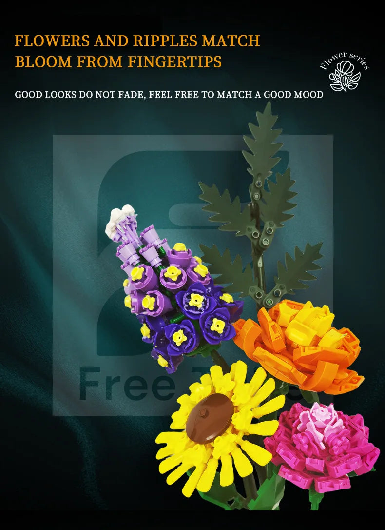 Sunflower Building Blocks Flower Bouquet Vase