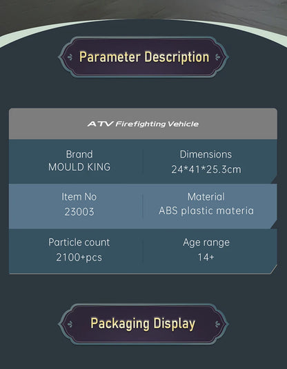 ATV Firefighting Rescue Vehicle Building Blocks RC Electric Motorcycle