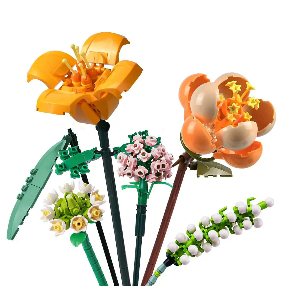 Mini Block Kids Building Toys Bricks Flowers