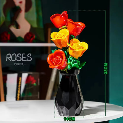 Rose Tulips Flower Model Building Blocks Set 3D