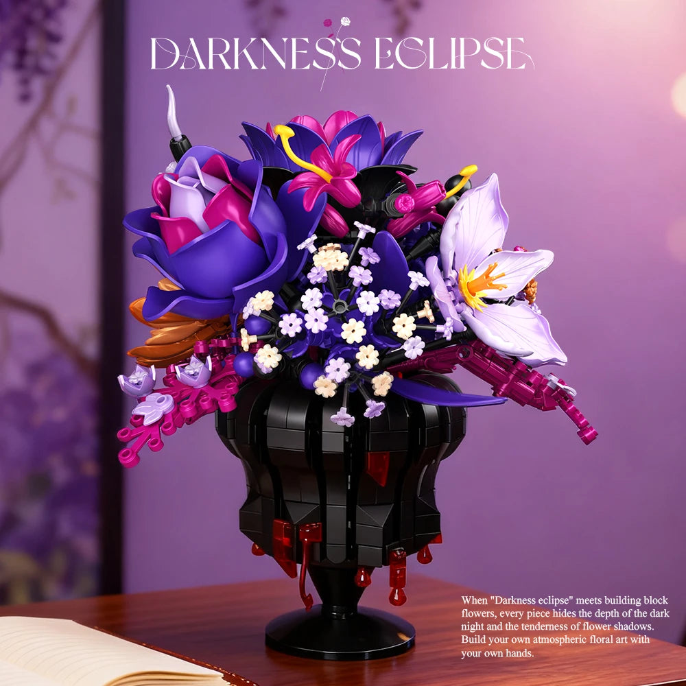 Romantic Flower Bouquet Building Blocks Preserved Flowers Vase Model