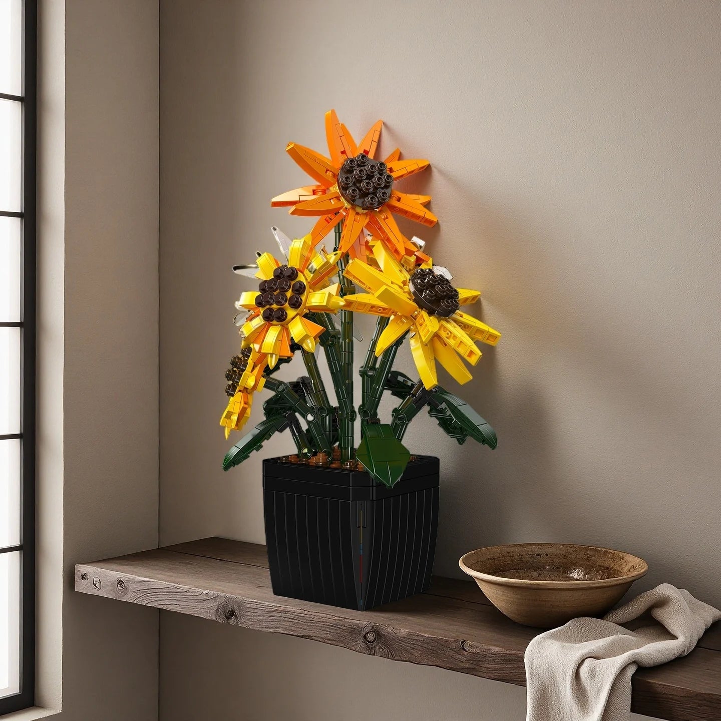 Potted Sunflowers Building Blocks Flower Plants Series Home Decor