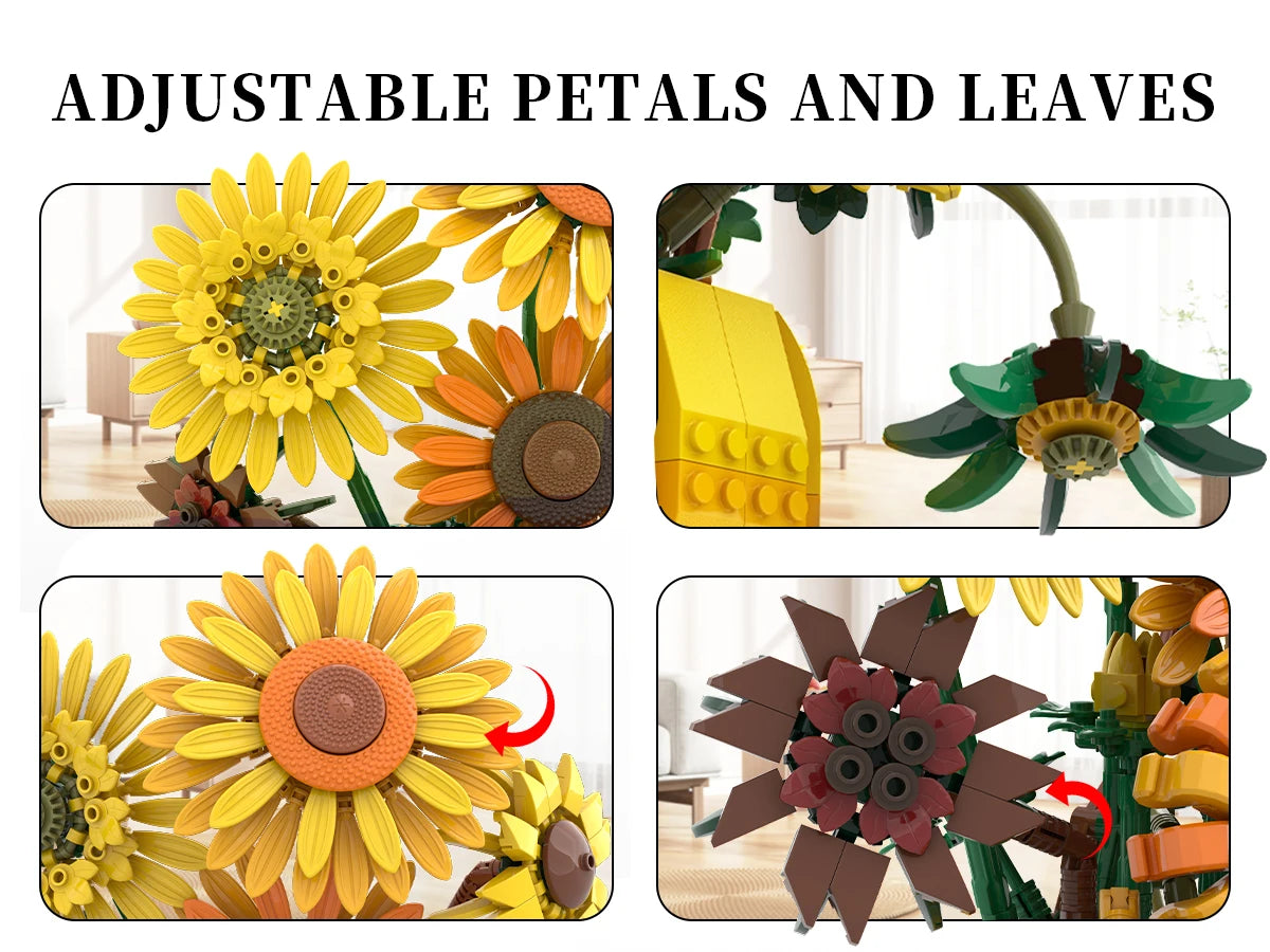 Sunflower Building Blocks Flower Bouquet Vase